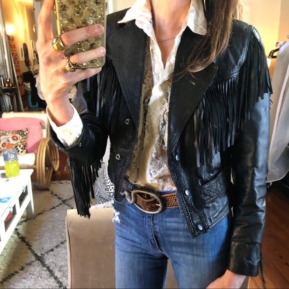 Vintage leather fringe jacket - Picture 5 of 8